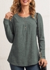 ROTITA Button Detail Sage Green Textile Fabric T Shirt