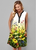 ROTITA Button Detail Split Neck Daisy Print Dress