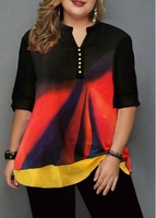 ROTITA Button Detail Split Neck Printed T Shirt
