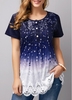 ROTITA Button Detail Starry Night Print Tunic Top