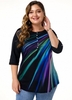 ROTITA Button Embellished Printed Plus Size T Shirt