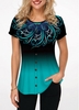 ROTITA Button Embellished Round Neck Printed Blouse