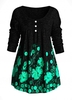 ROTITA Button Floral Print Round Neck Tunic Top
