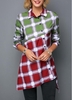ROTITA Button Front Asymmetric Hem Plaid Print Shirt