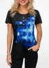 ROTITA Button Front Geometric Print Short Sleeve T Shirt