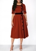 ROTITA Button Front Half Sleeve High Waist Dress