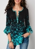 ROTITA Button Front Printed Flare Sleeve Blouse