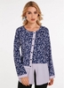 ROTITA Button Letter Print Long Sleeve T Shirt