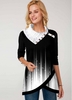 ROTITA Button Ombre Printed Asymmetric Hem Tunic Top