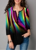 ROTITA Button Rainbow Color Geometric Print Blouse