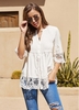 ROTITA Button Up Lace Panel Shirred Blouse