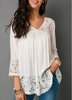 ROTITA Button Up Lace Patchwork White Blouse
