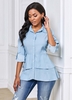 ROTITA Button Up Layered Dip Hem Blouse
