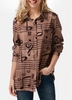 ROTITA Button Up Note Print Turndown Collar Shirt