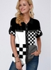 ROTITA Button Up Plaid Print Turndown Collar Blouse