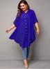 ROTITA Button Up Plus Size Asymmetric Hem Blouse