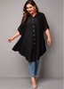 ROTITA Button Up Plus Size Asymmetric Hem Blouse