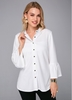 ROTITA Button Up Plus Size Flare Sleeve Blouse