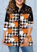 ROTITA Button Up Plus Size Long Sleeve Blouse