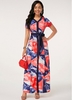 ROTITA Button Up Printed Belted Short Sleeve Dress