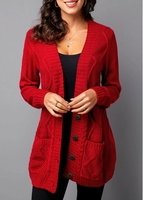 ROTITA Button Up Rib Knit Pocket Detail Cardigan