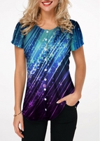ROTITA Button Up Short Sleeve Dazzle Color T Shirt