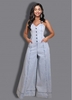 ROTITA Button Up Spaghetti Strap Side Pocket Denim Jumpsuit