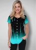 ROTITA Button Up Starry Night Print Ombre T Shirt