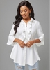 ROTITA Button Up Stringy Selvedge Flare Sleeve Blouse