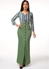 ROTITA Button Up Striped Contrast V Neck Dress