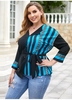ROTITA Button Up Tie Waist Striped Blouse