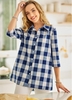 ROTITA Button Up Turndown Collar Plaid Blouse