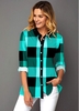 ROTITA Button Up Turndown Collar Plaid Blouse