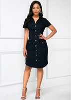 ROTITA Chest Pocket Button Up Denim Dress