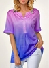 ROTITA Dazzle Color Split Neck Button Detail Blouse