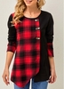 ROTITA Decorative Button Asymmetric Hem Long Sleeve Tunic Top