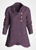 ROTITA Decorative Button Asymmetric Hem Tunic Top
