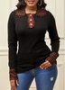 ROTITA Decorative Button Black Long Sleeve Sweater