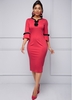 ROTITA Flare Cuff Bowknot Split Neck Dress