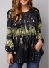 ROTITA Flare Cuff Button Front Printed Blouse