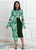 ROTITA Flare Sleeve Asymmetric Hem Tribal Print Dress