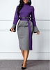 ROTITA Flare Sleeve Color Block Belted Dress