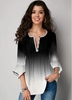 ROTITA Flare Sleeve Gradient Button Up Blouse