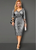 ROTITA Flare Sleeve Hot Stamping Sequin Dress