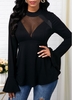 ROTITA Flare Sleeve Lace Panel Black T Shirt