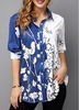 ROTITA Floral Print Button Up Turndown Collar Blouse