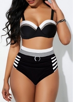 ROTITA High Waist Spaghetti Strap Tie Back Bikini Set