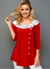 ROTITA Inclined Button 3/4 Sleeve Contrast Blouse