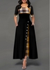 ROTITA Inclined Button Plaid Print Pocket Dress