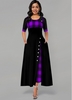 ROTITA Inclined Button Plaid Print Pocket Maxi Dress